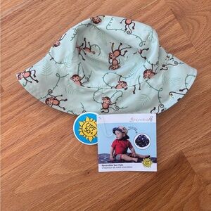 Kids Reversible Sun Hat - Green with Monkey Print